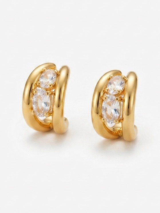 316l Stainless Steel Gold Huggie Hoops Cz Chic Modern Statement Dainty Jewelry